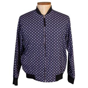 TILLMANN LAUTERBACH Paris Men's Navy Polka Dot Bomber Jacket * Large